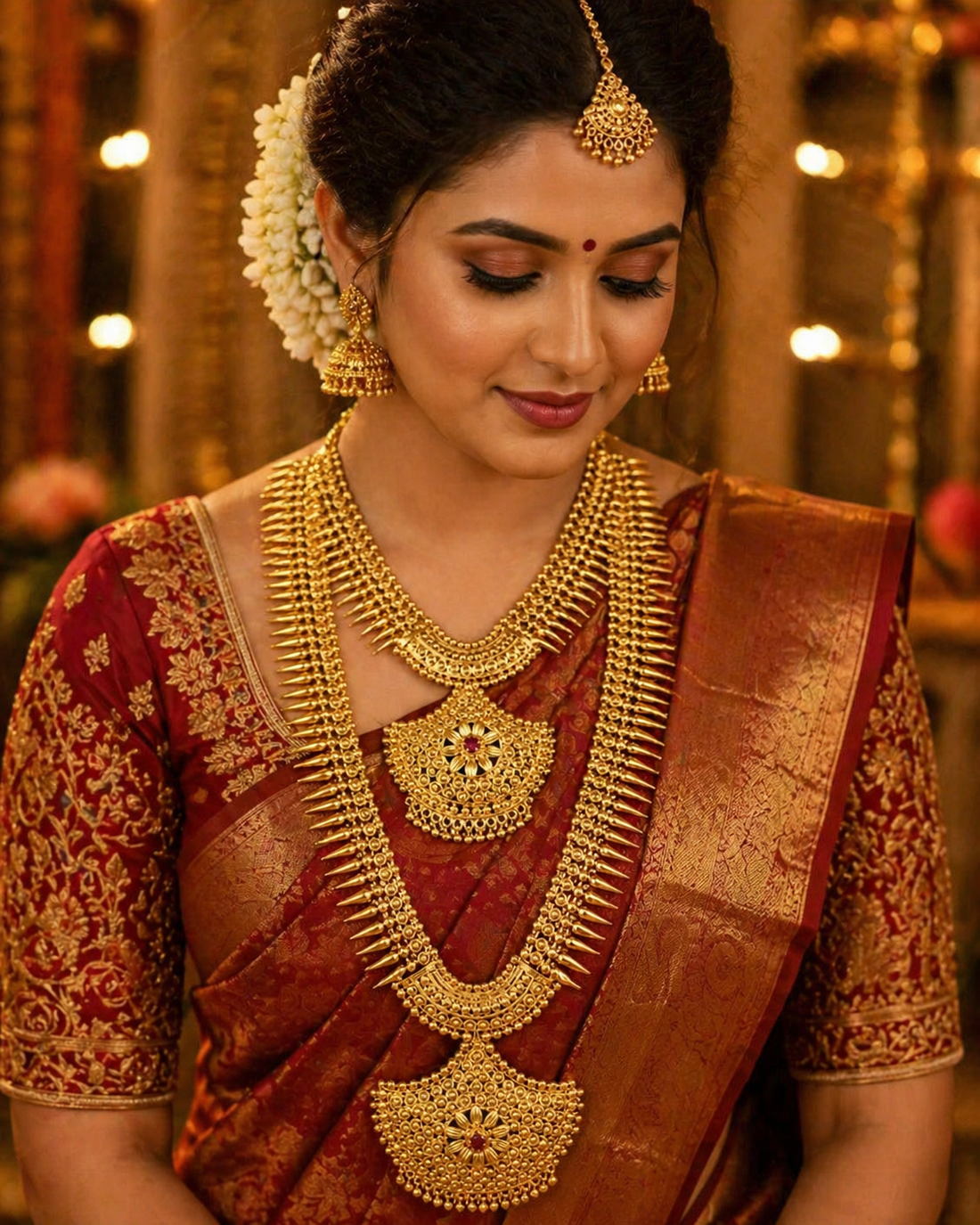 Micro Plated Traditional Bridal Combo Haram Set