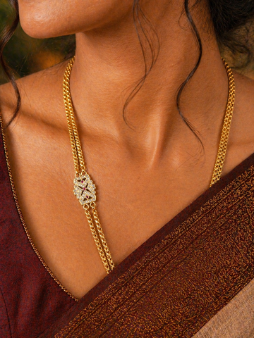 Pure impon mugappu | Gold Finish Designer Multi-Strand Chain