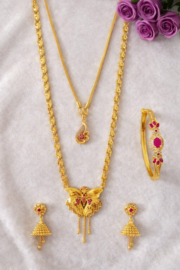 Traditional Gold Plated Butterfly Necklace Set