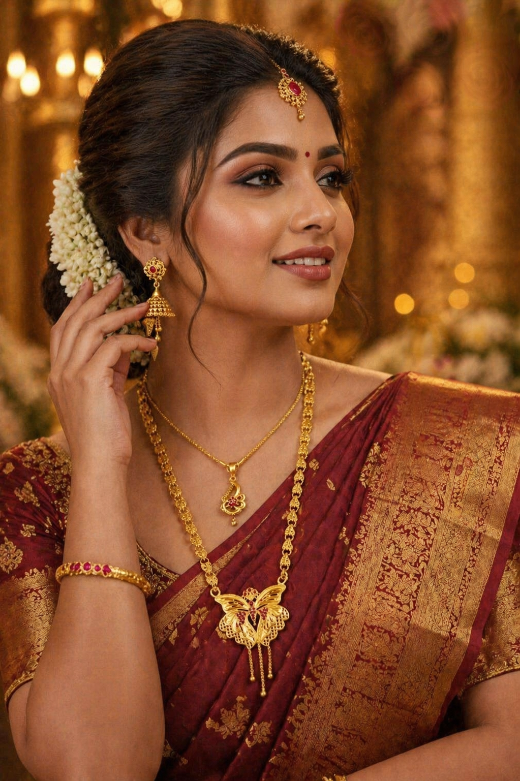 Traditional Gold Plated Butterfly Necklace Set