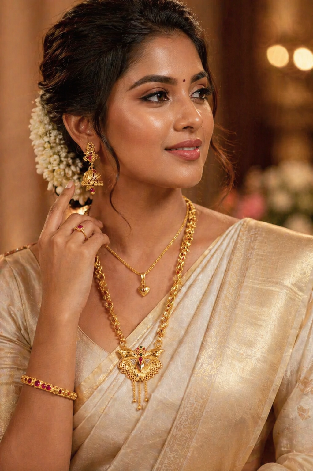Gold Plated Butterfly Design Combo Jewellery Set