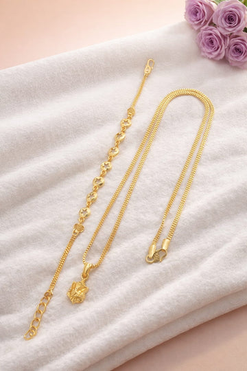 Gold Plated Chain with Matching Bracelet Jewellery Set for Women