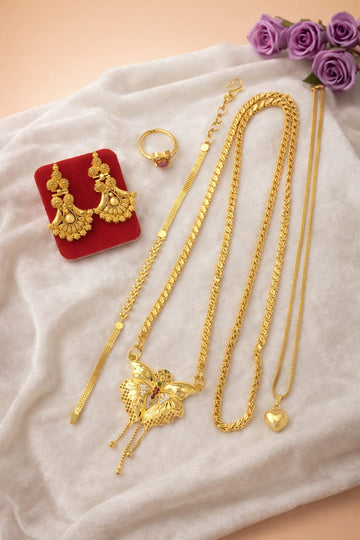 Gold Plated Butterfly Design Combo Jewellery Set