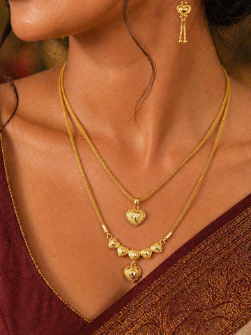 Gold Finish Heart Design Chain Set