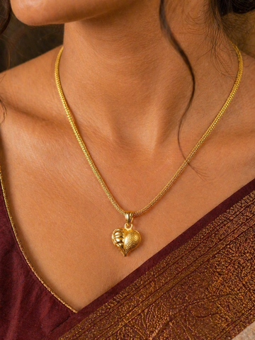 Gold Finish Heart Pendant Chain