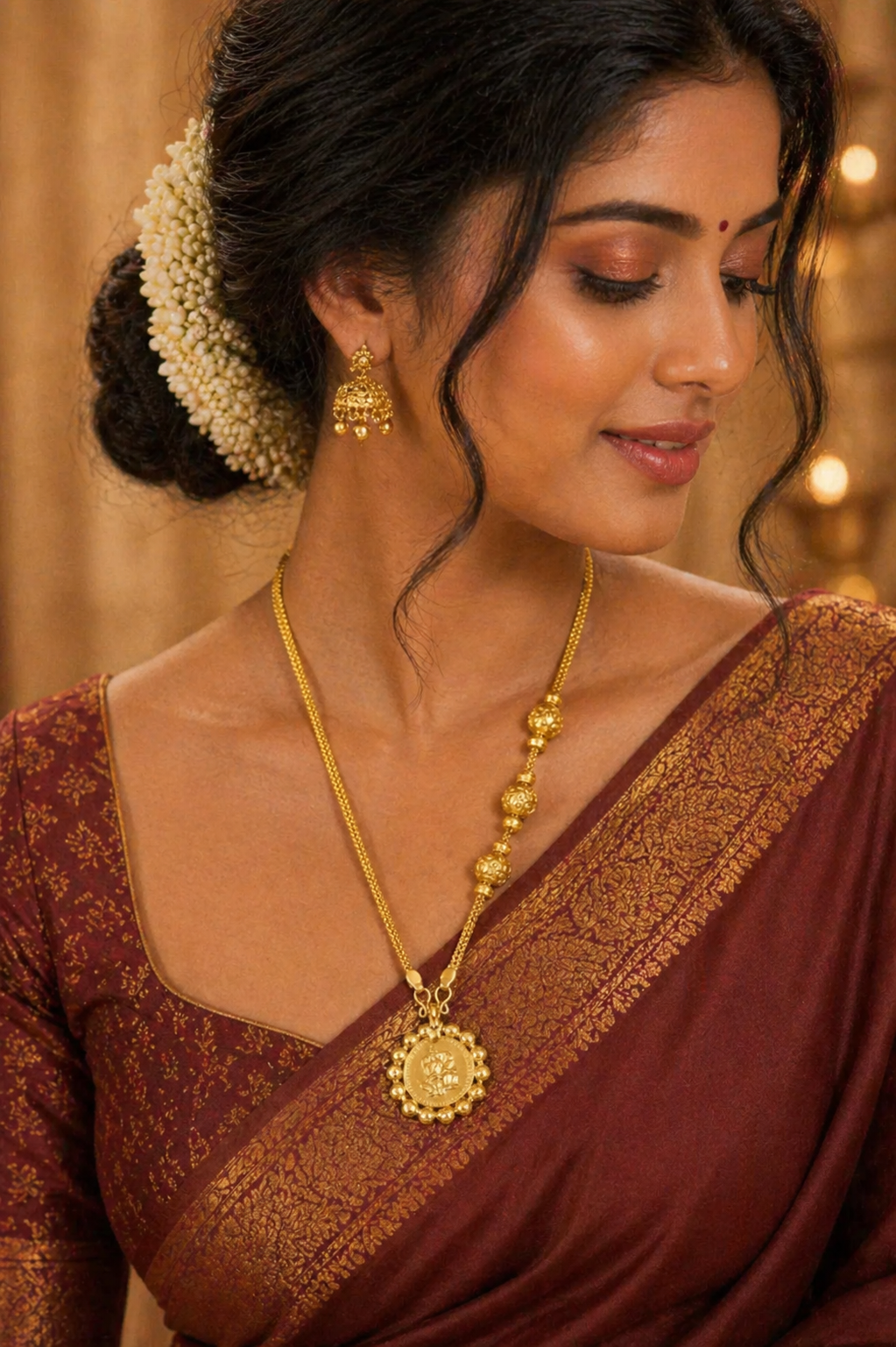 Traditional South Indian Gold Plated Coin Dollar Chain