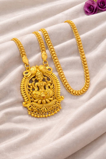 Traditional South Indian Gold Plated Lakshmi Dollar Chain